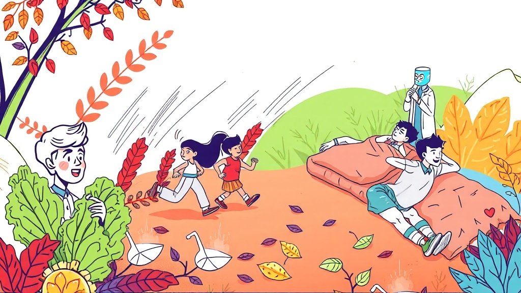 생활 습관 개선, 면역력 UP! (illustration 스타일)