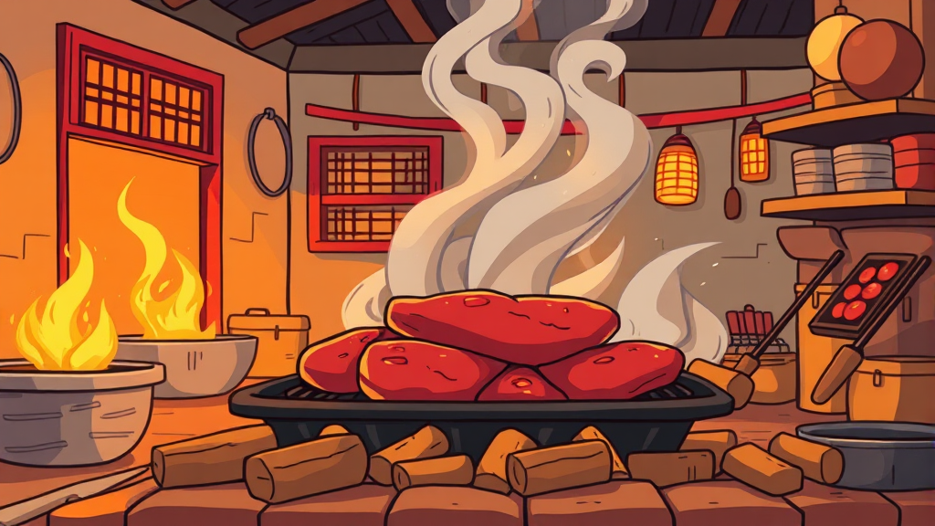 난방 & 구이, 연탄의 두 얼굴 (cartoon 스타일)