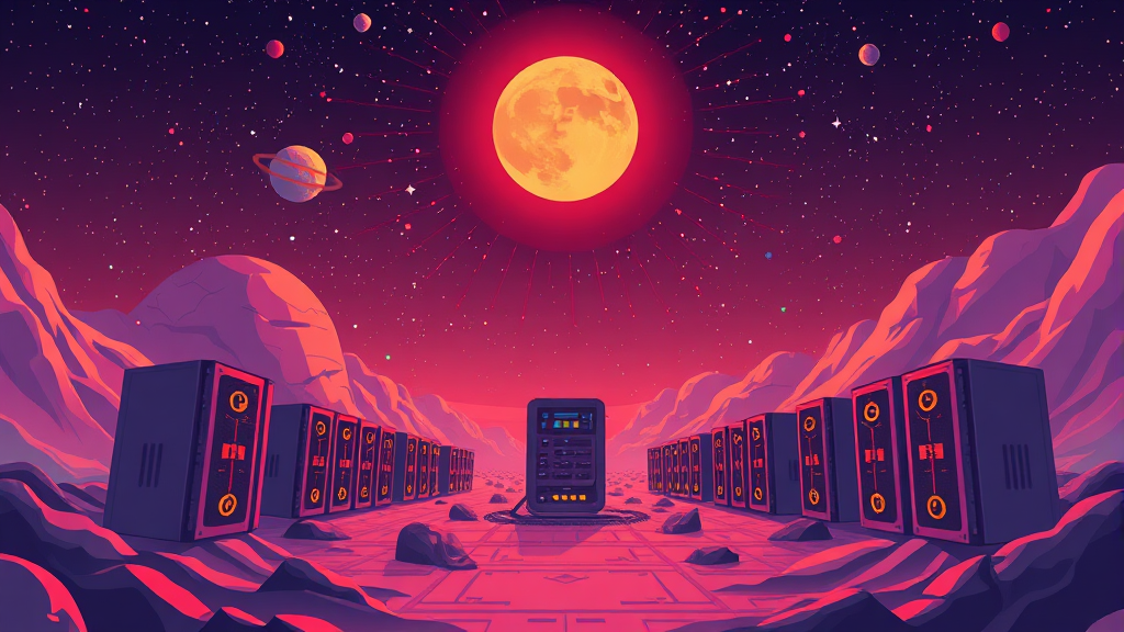 우주 컴퓨팅 가능성 (cartoon 스타일)