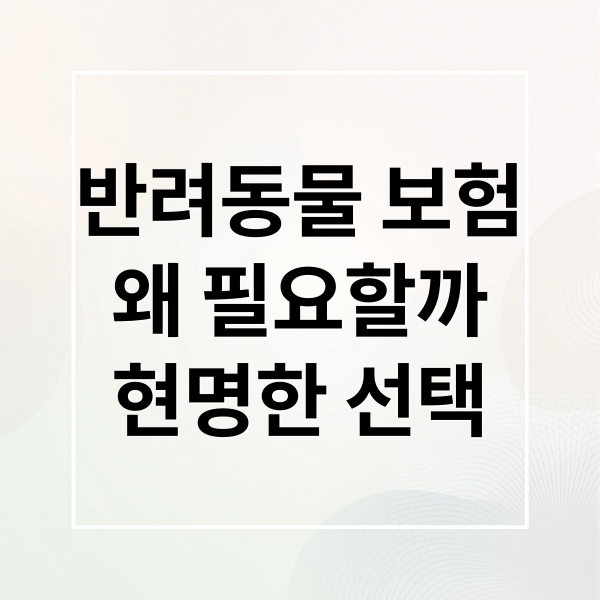 반려동물 보험
왜 필요할까
현명한 선택 (반려동물 보험)