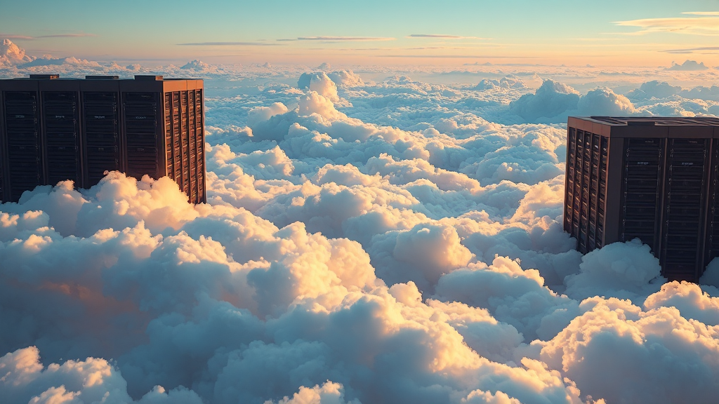 클라우드 배포 모델 (realistic 스타일)