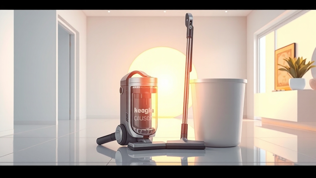 먼지 봉투 없는 편리한 관리 (illustration 스타일)