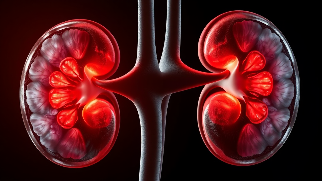 다낭성 신장 질환의 진단 방법과 검사 (realistic 스타일)