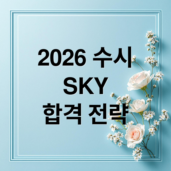 2026 수시
SKY
합격 전략 (서울대 고려대 연세대 2026 수시일정 면접기출문제)