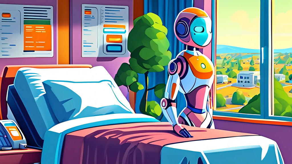 로봇 간호사의 주요 역할, 기능 및 기술적 한계 (cartoon 스타일)