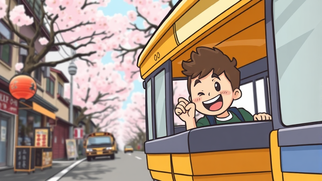 교토 버스투어, 잊지 못할 추억을 만들자! (cartoon 스타일)