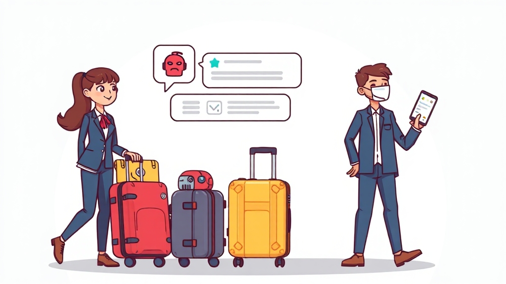 OTA별 고객 지원 비교 (cartoon 스타일)