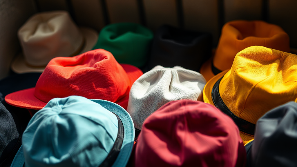 모자 색상별 세탁법 (realistic 스타일)