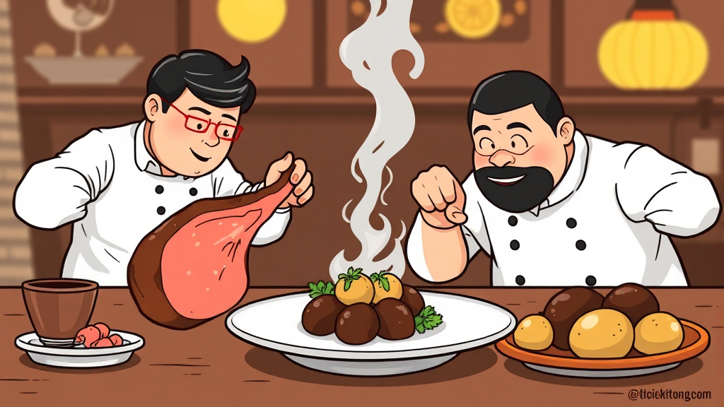 주요 대결 분석: 레시피와 심사평 (cartoon 스타일)