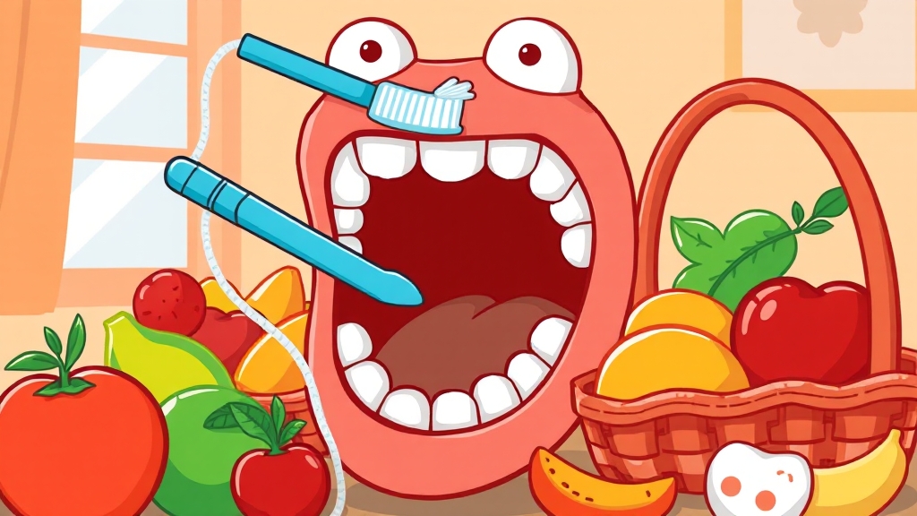 건강한 잇몸을 위한 습관 (cartoon 스타일)
