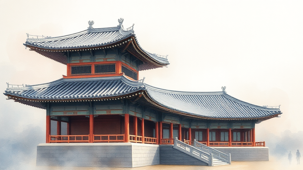 국보 제18호, 부석사 무량수전의 역사적 발자취 (watercolor 스타일)