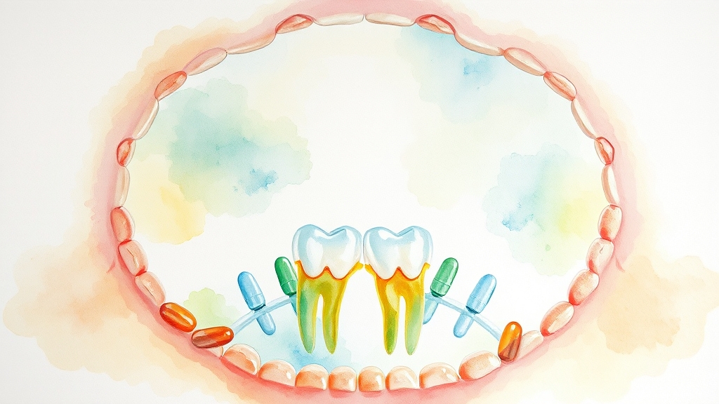 잇몸 건강, 영양제로 챙겨보세요 (watercolor 스타일)