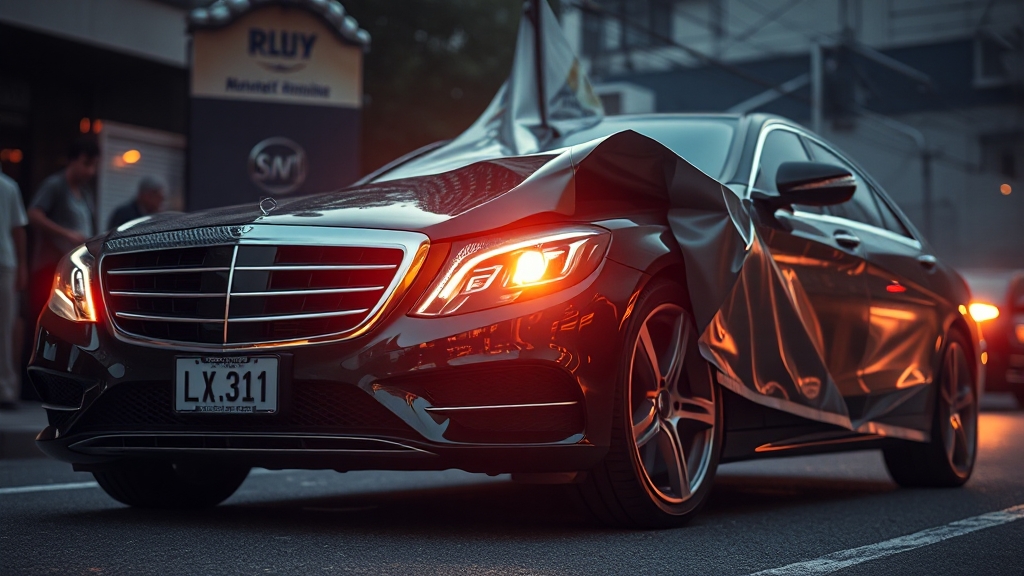 벤츠 S클래스 사고 개요 (realistic 스타일)