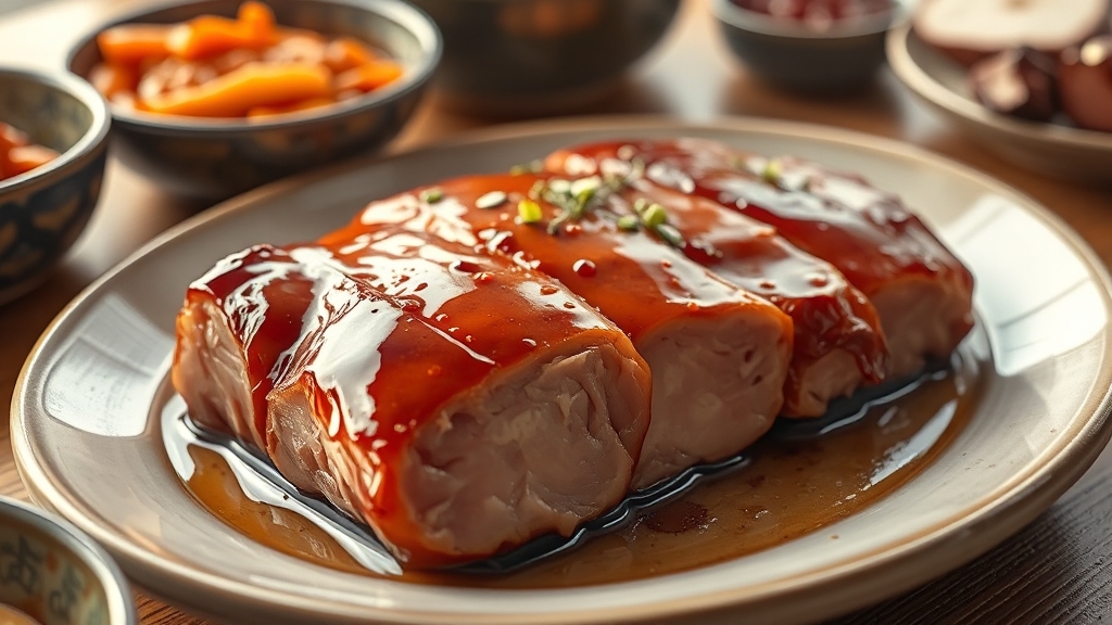수육 재료 준비 핵심 (realistic 스타일)