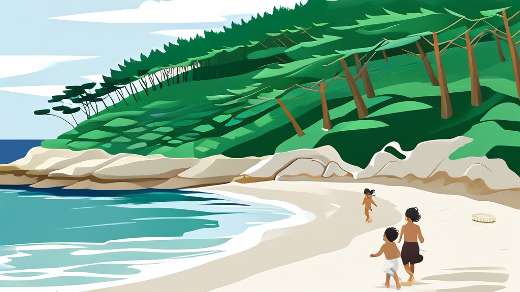 시원한 바다에서 즐기는 해수욕 (illustration 스타일)