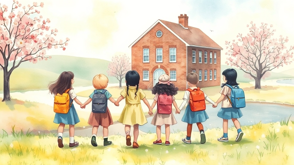 유보통합 관련 정책 (watercolor 스타일)