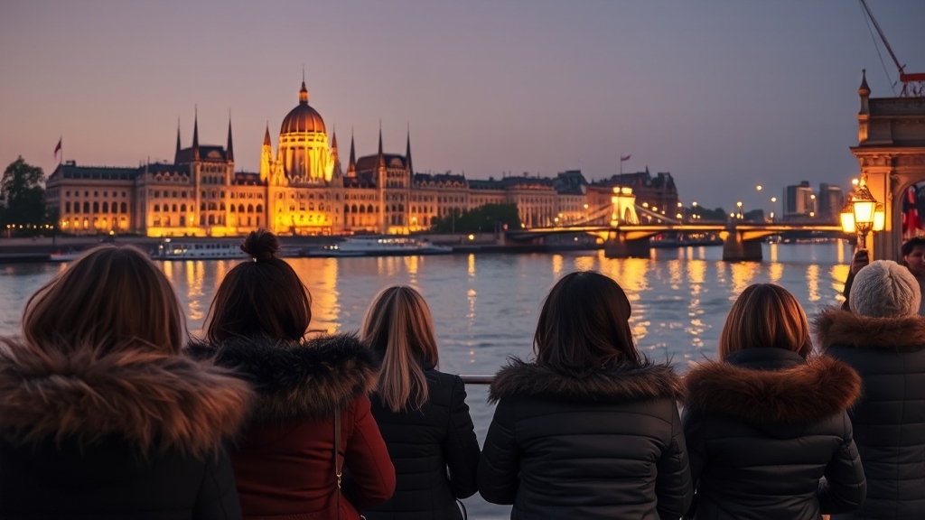 다뉴브강 크루즈: 낭만적인 밤 (realistic 스타일)