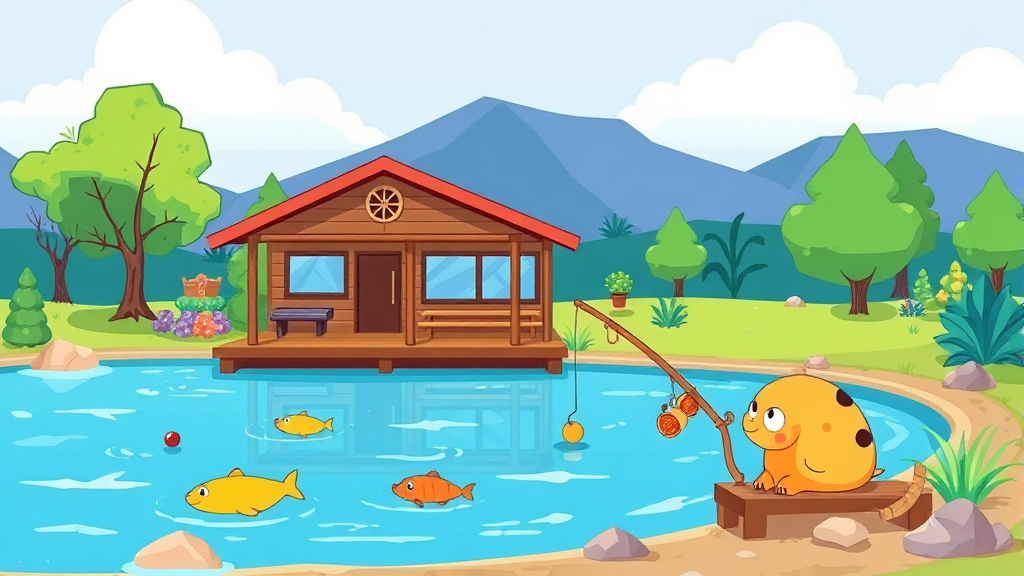 선재낚시공원 시설 및 이용 안내 (cartoon 스타일)