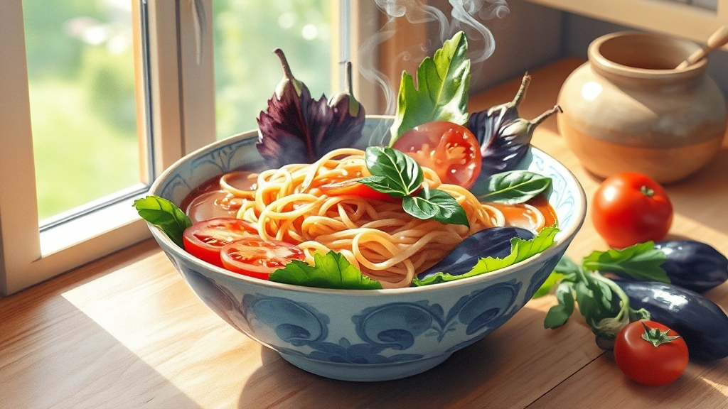 라면 칼로리 줄이기 (watercolor 스타일)