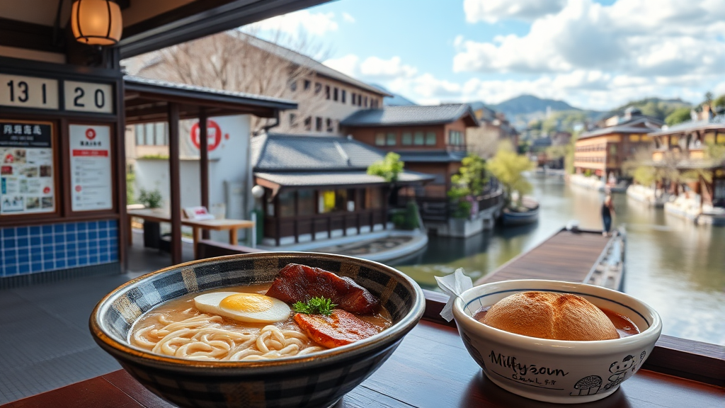 아라시야마 맛집 & 기념품 (realistic 스타일)