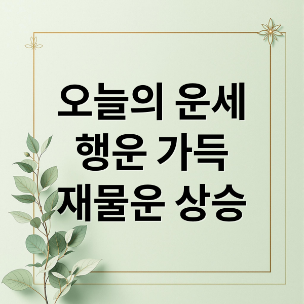 오늘의 운세
행운 가득
재물운 상승 (오늘의운세)