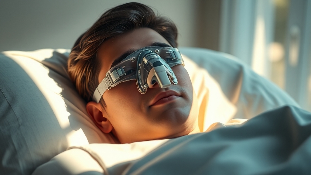 수면무호흡증의 치료 옵션: 양압기 vs 수술 (realistic 스타일)