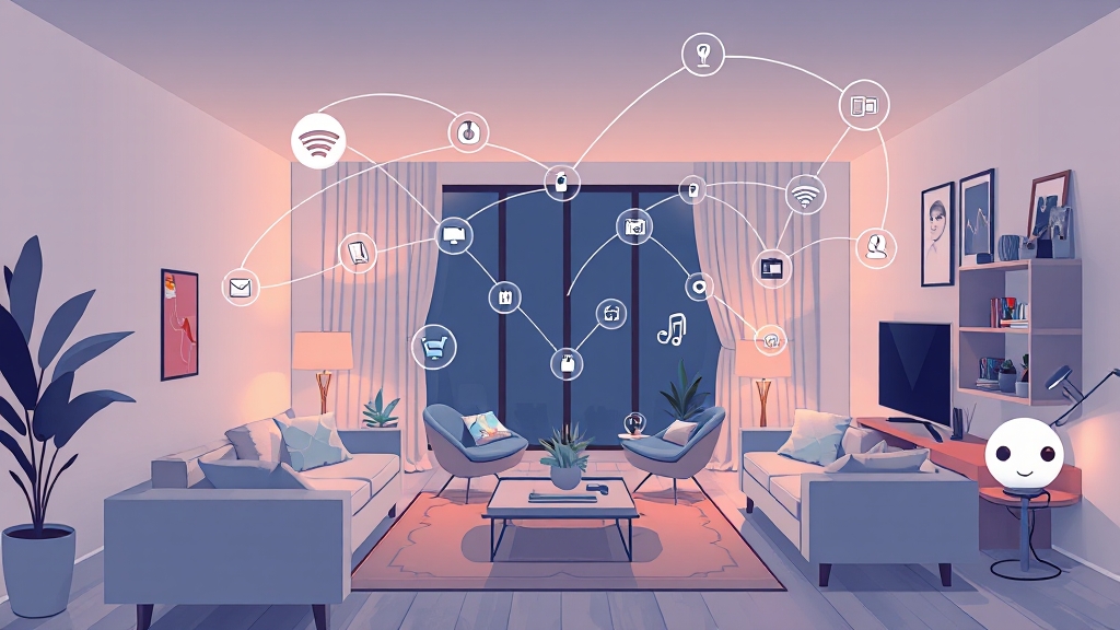 스마트홈 구축 시 고려사항 (illustration 스타일)