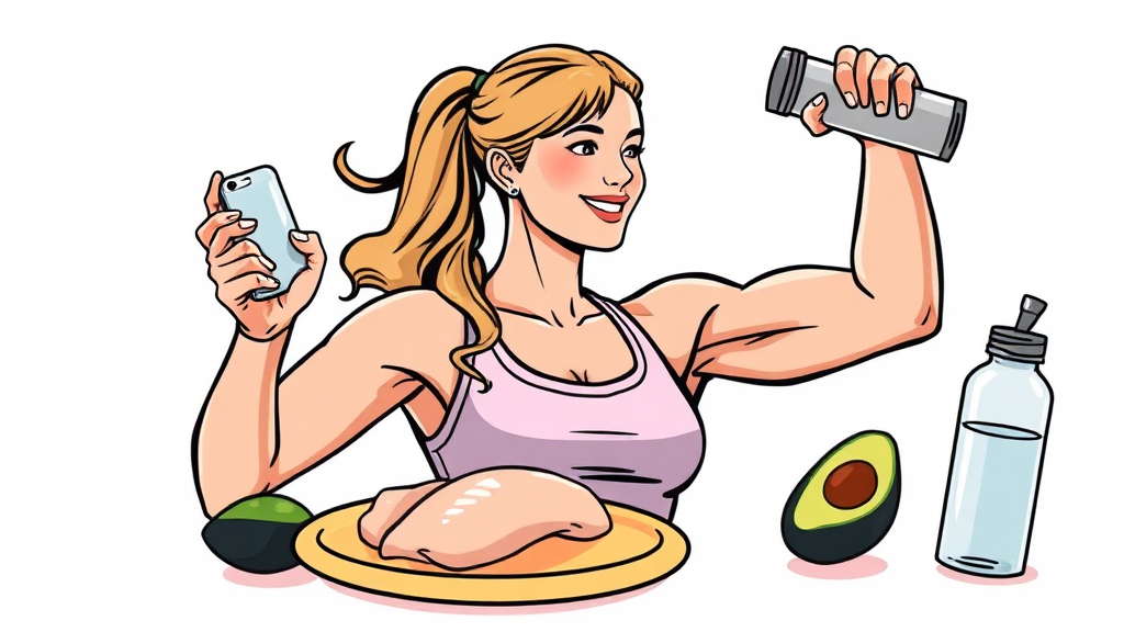 운동 효과 극대화하는 식단 관리 (illustration 스타일)