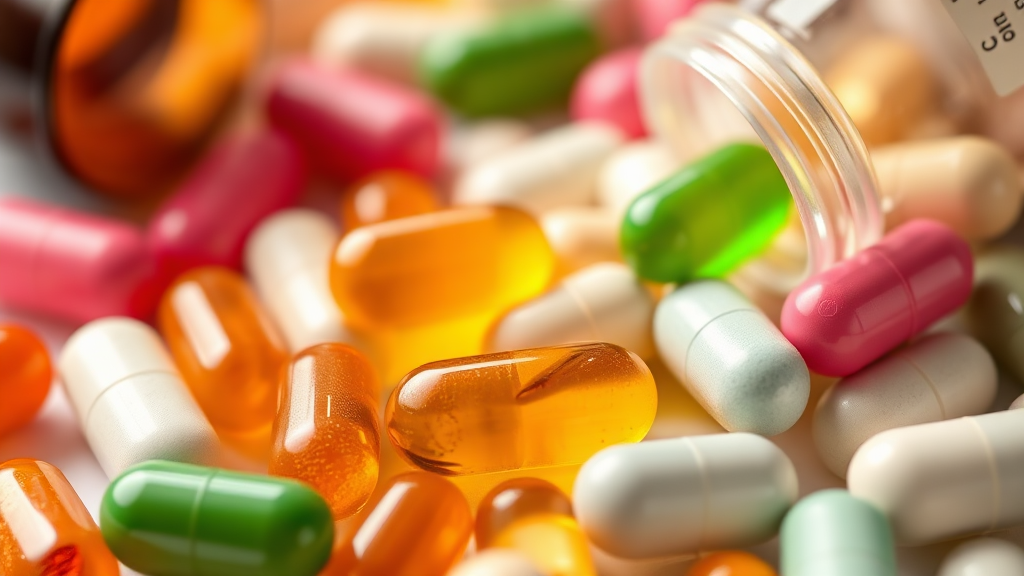 영양제 섭취 시 주의사항 (realistic 스타일)