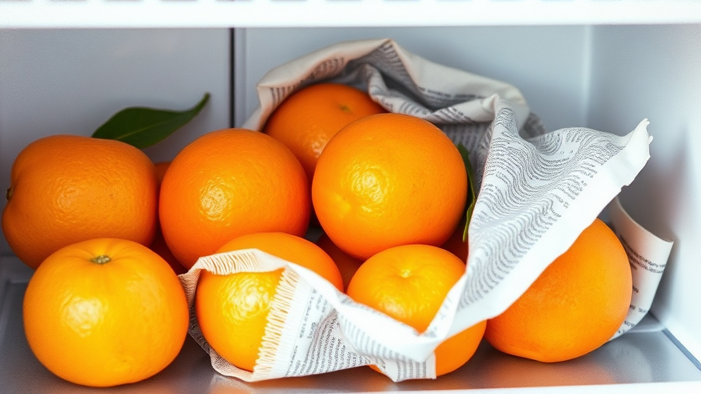 귤 보관법: 냉장 보관 (watercolor 스타일)
