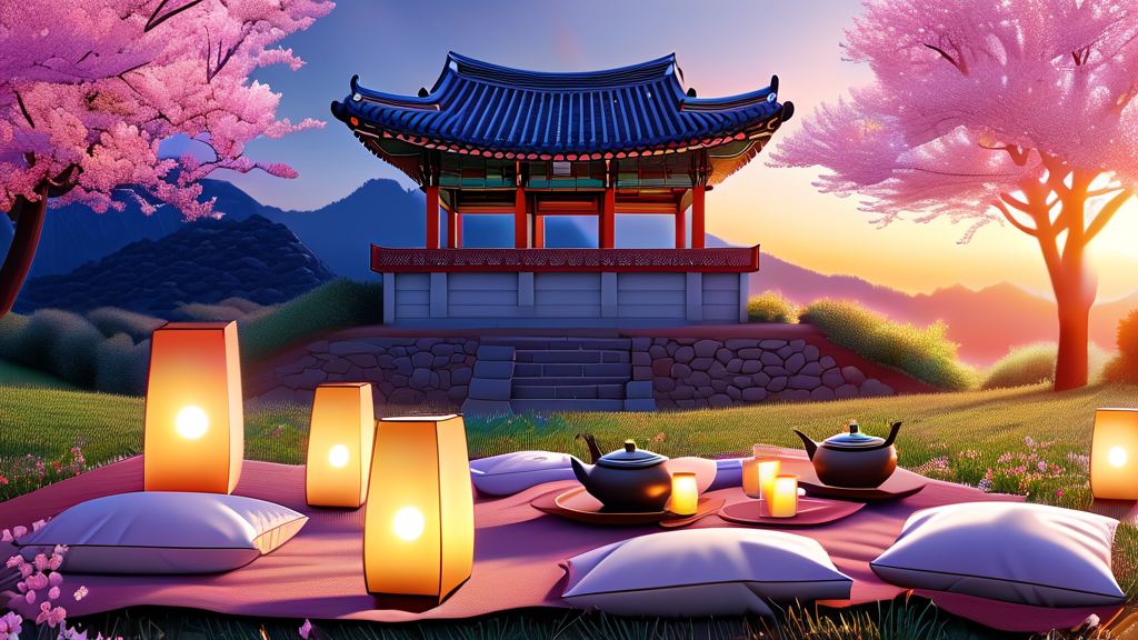 경주 벚꽃 명소 추천: 첨성대와 주변 (realistic 스타일)