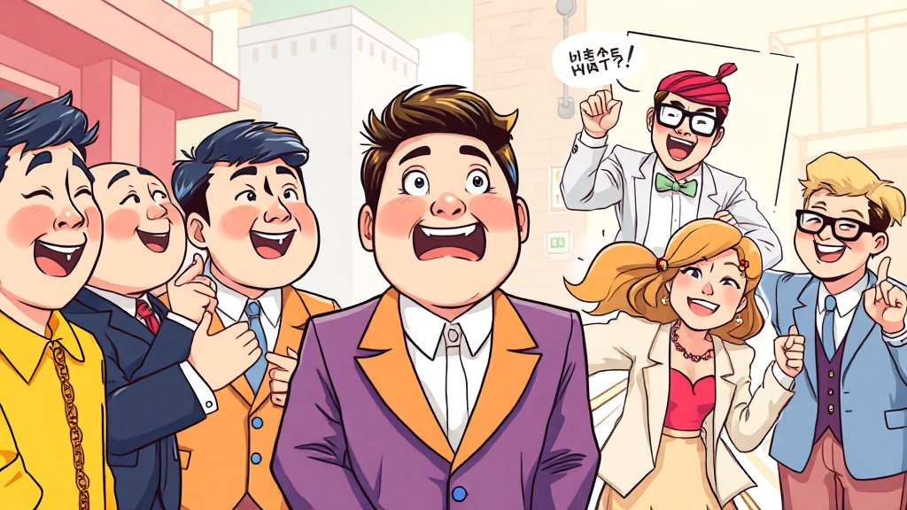 런닝맨 멤버들의 반응 (cartoon 스타일)