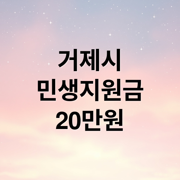 거제시민생지원금20만원 (거제 민생지원금)