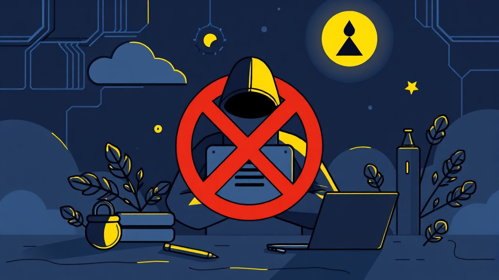 VPN 우회, 위험 신호! (illustration 스타일)