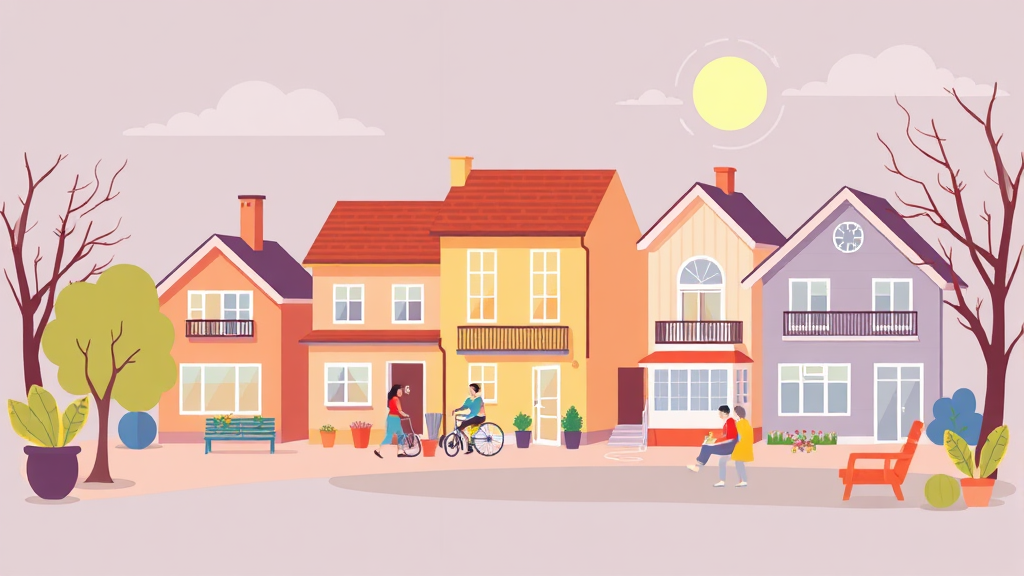 다양한 주거 타입과 맞춤형 서비스 (illustration 스타일)