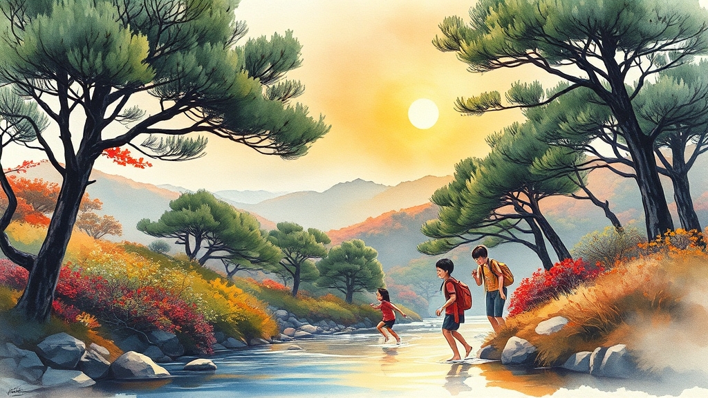 테마별 가족 여행 추천 (watercolor 스타일)