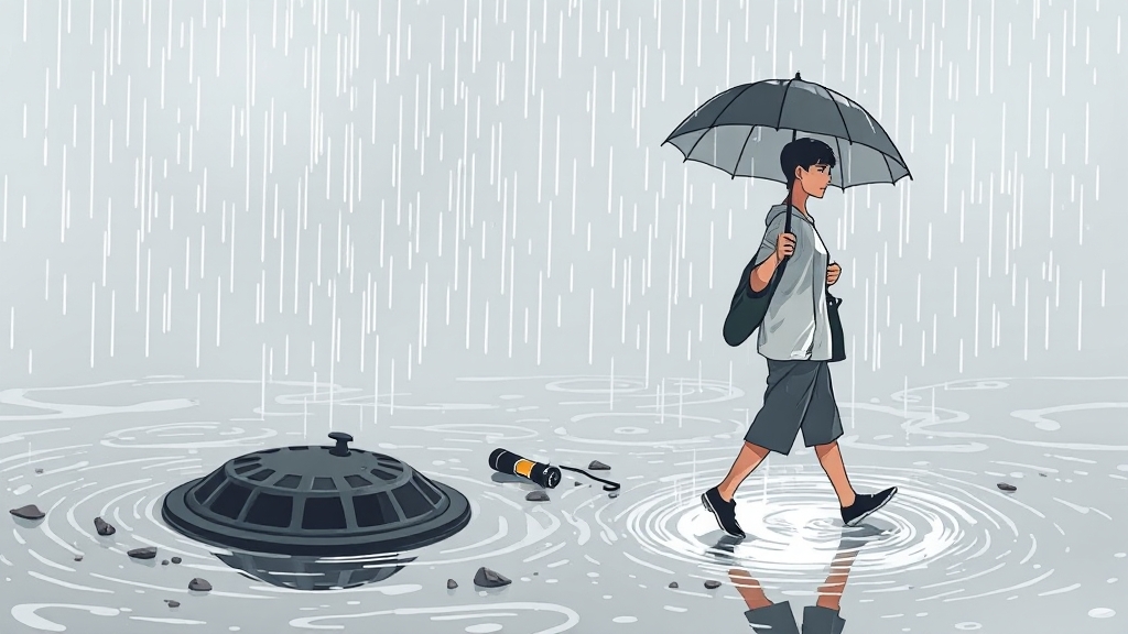 집중호우 및 태풍 안전 수칙 (illustration 스타일)