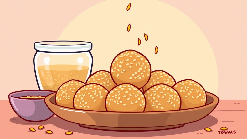 깨 경단, 맛있게 즐기는 꿀팁 (cartoon 스타일)