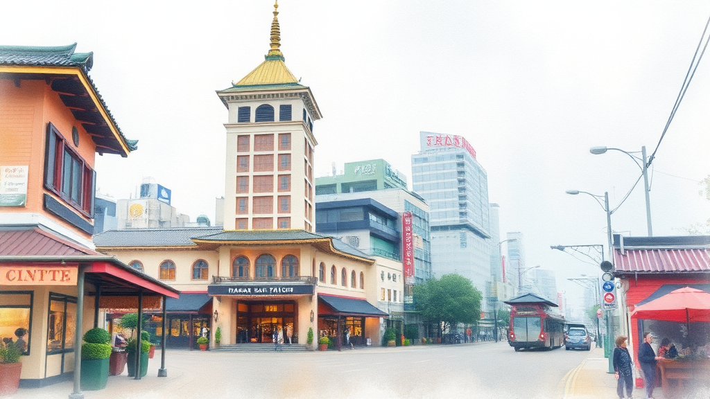 최적의 위치: 교통편 완벽 정리 (watercolor 스타일)