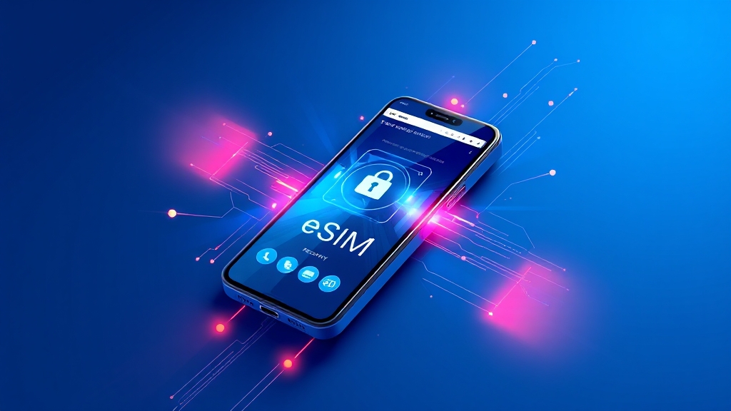 eSIM 전환 절차와 보안 장점 (illustration 스타일)