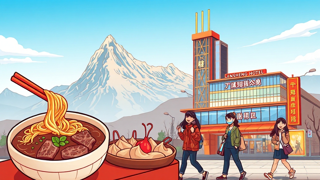 천문산 여행 꿀팁: 식사 & 쇼핑 (cartoon 스타일)