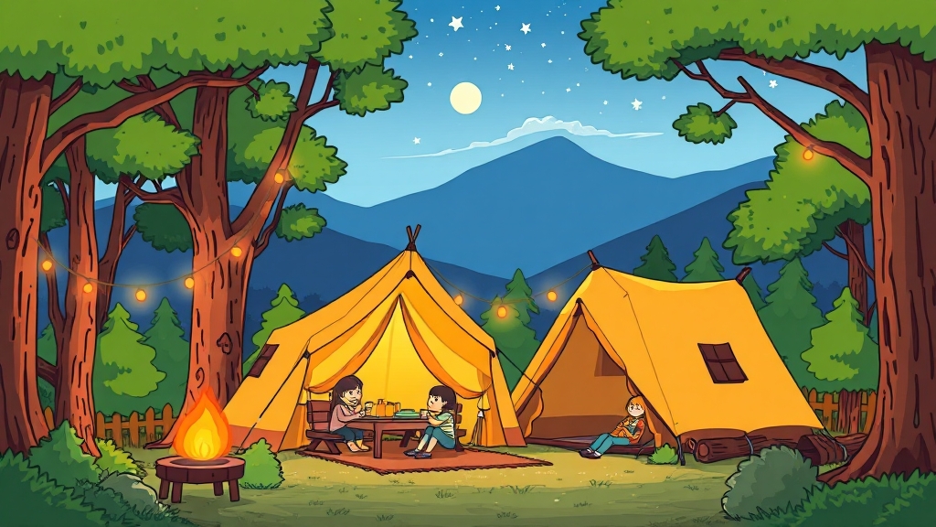 장태산 캠핑장 명당 추천 (cartoon 스타일)