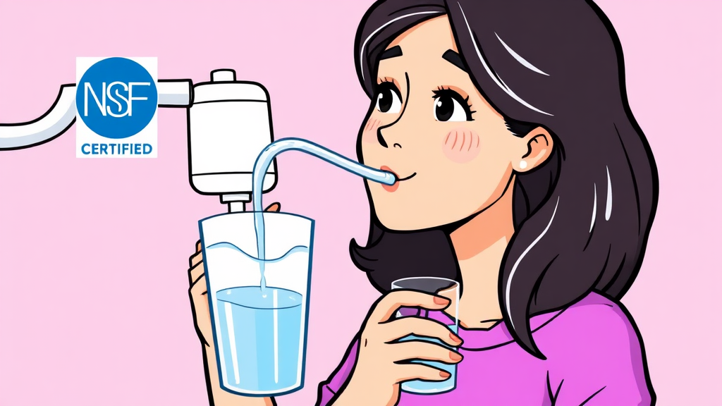 NSF 인증 정수기 종류 및 비교 (cartoon 스타일)