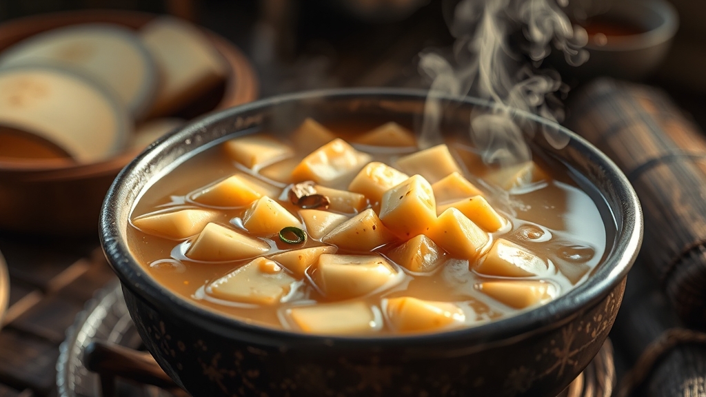 토란 넣고 끓이기 (realistic 스타일)