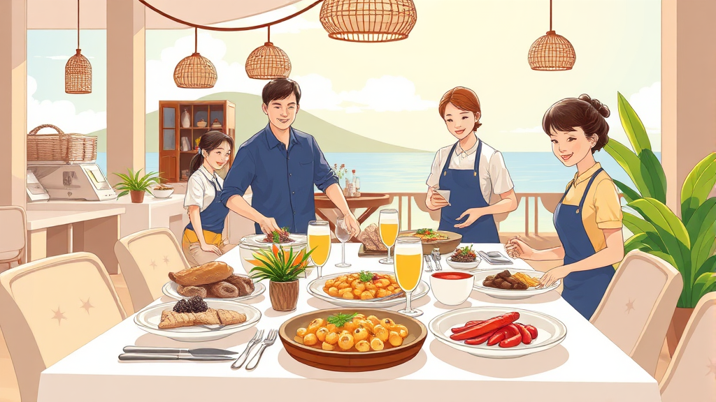 조식 서비스 품질 평가 (illustration 스타일)