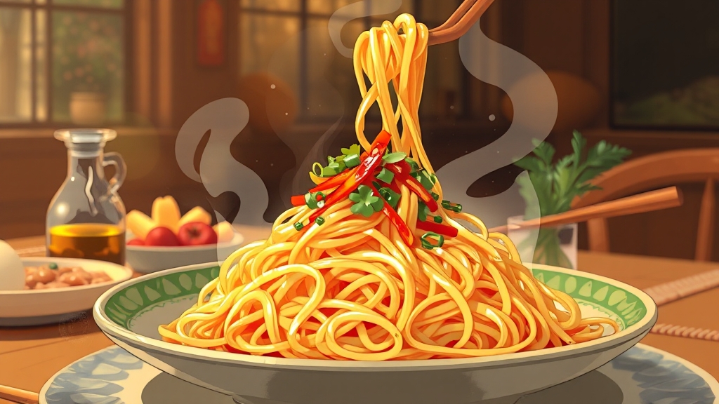 잡채 맛있게 버무리는 꿀팁 (illustration 스타일)