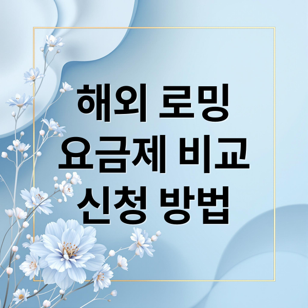해외 로밍
요금제 비교
신청 방법 (해외 로밍 신청 방법)