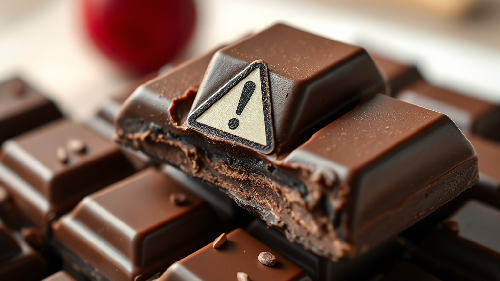 달콤함 뒤에 숨겨진 경고, 다크초콜릿 섭취 시 주의사항 (realistic 스타일)