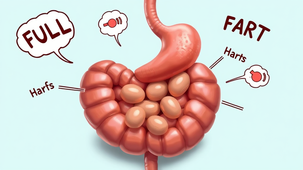 가스, 트림, 방귀: 복부 팽만의 다양한 증상과 원인 (realistic 스타일)