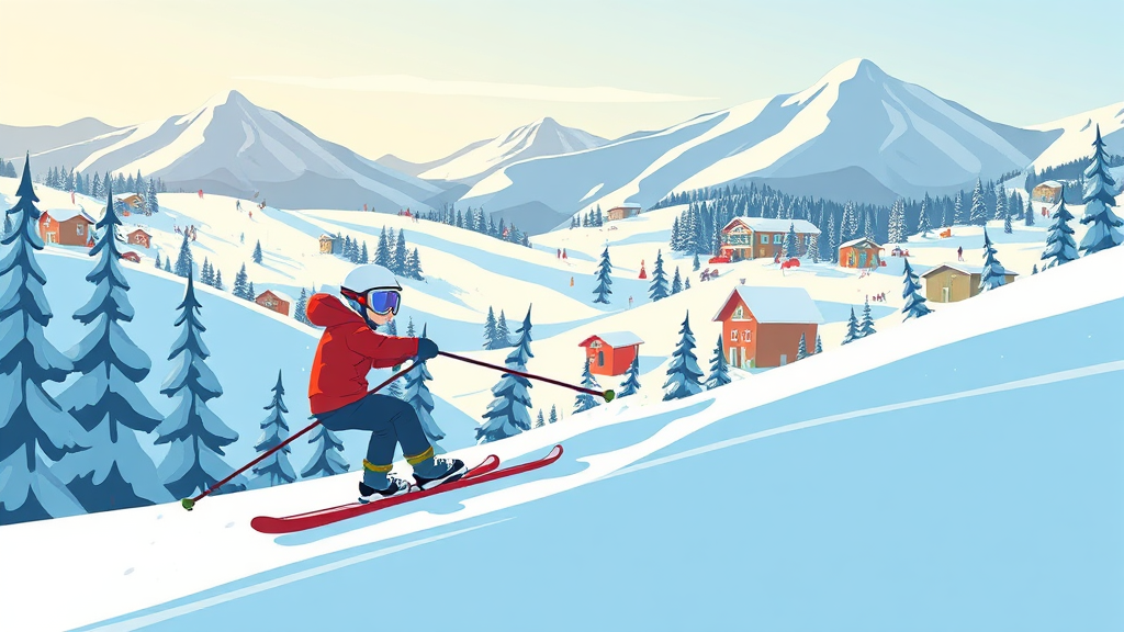 스키장 준비물 및 안전 수칙 (cartoon 스타일)